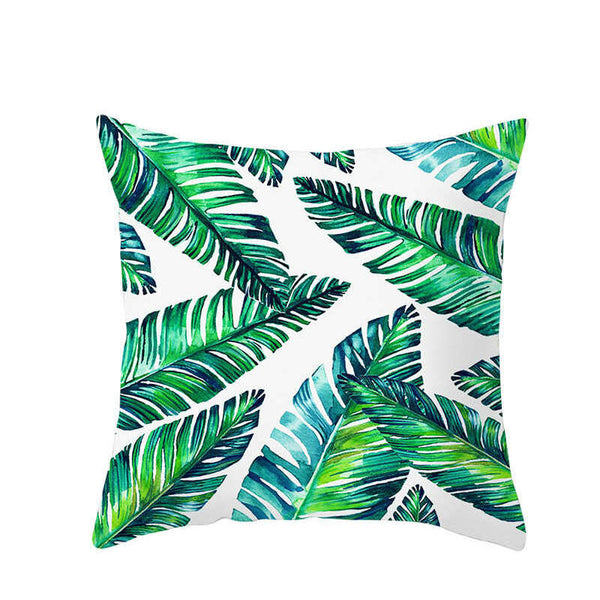 45 X 45Cm Stylish Green Brown Leaves Cushion Cover Cushions & Decorative Pillows