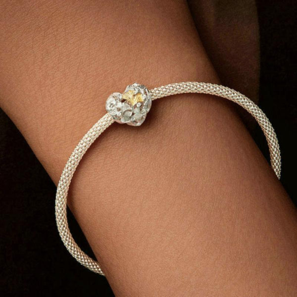 Veile Studios Silver Charm Ginkgo Leaf Splicing Love Diy Bracelet Beads Loose S925 Bracelets