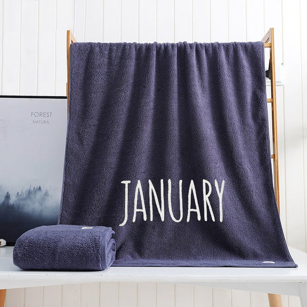 450Gsm Month Bath Towel Blue January