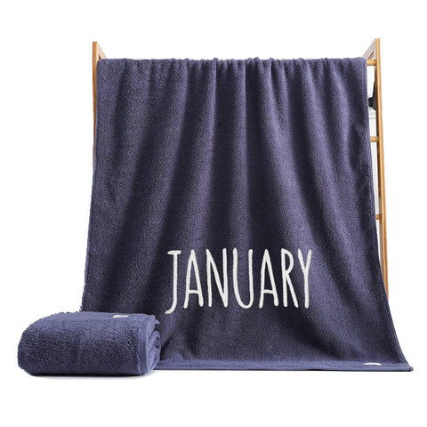 450Gsm Month Bath Towel Blue January Towels & Washcloths