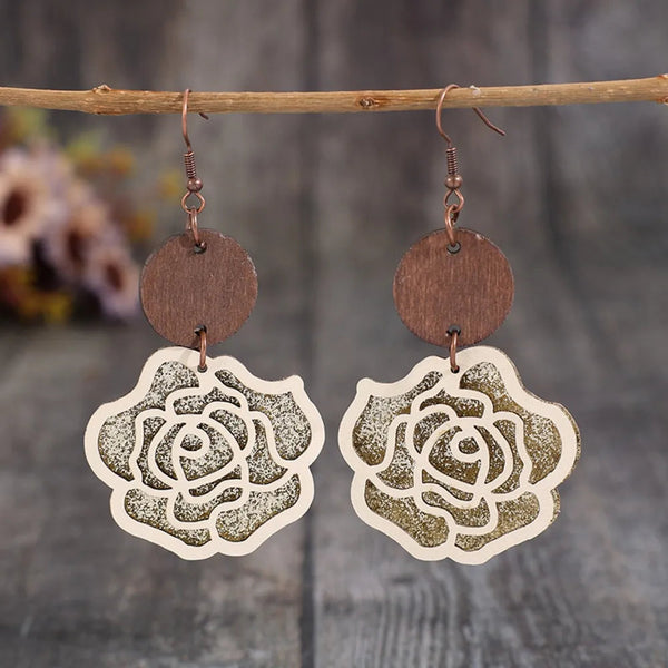 Alloy Rose Shape Dangle Earrings