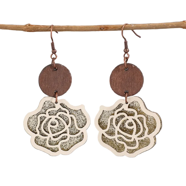 Alloy Rose Shape Dangle Earrings