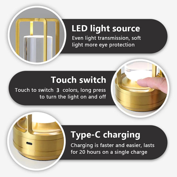 " Aluminum Table Lamp With Led Dining Ambience Light Usb Charging Touch Control Decorative Bar And Camping Night Light" Lamps
