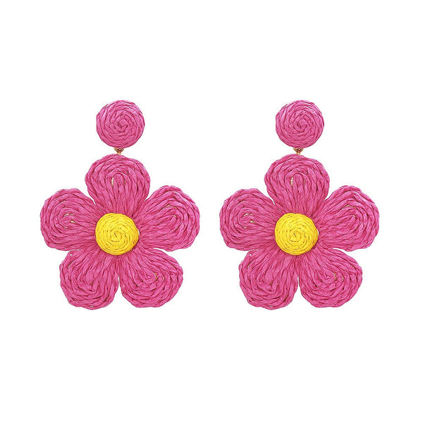 Veile Studios Grass Hemp Thread Handmade Flower Bohemian Beach Style Earrings