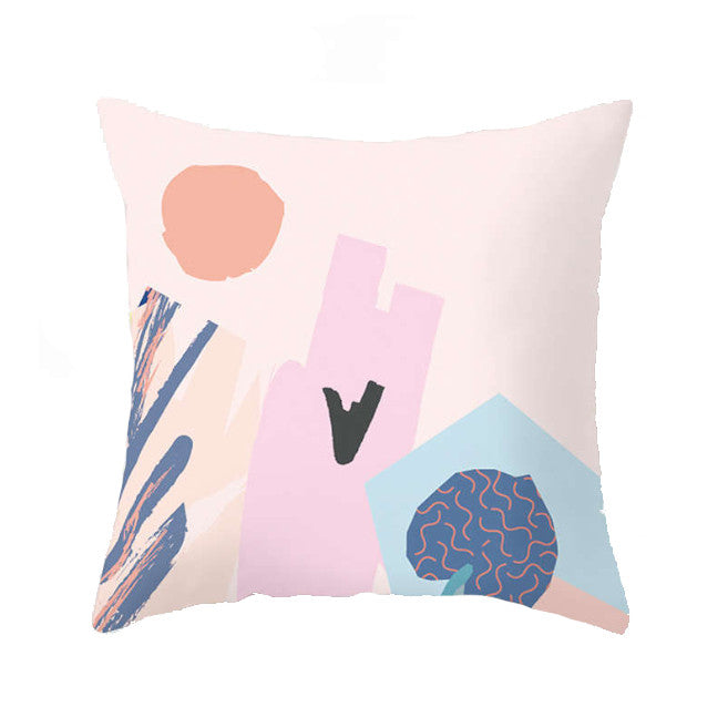 45 X 45Cm Abstract Cushion Cover Pink Blue Cushions & Decorative Pillows