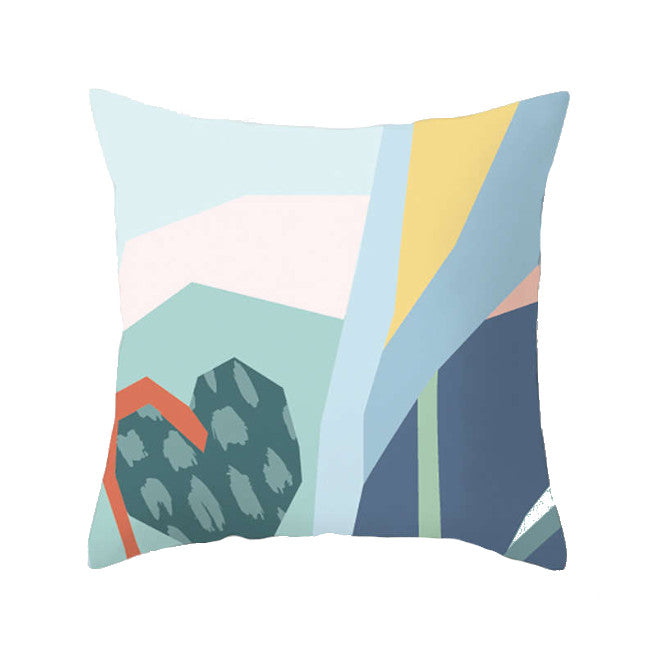 45 X 45Cm Abstract Cushion Cover For Decor Colour Block Design Yellow Orange Blue Red Coral White Cushions & Decorative Pillows