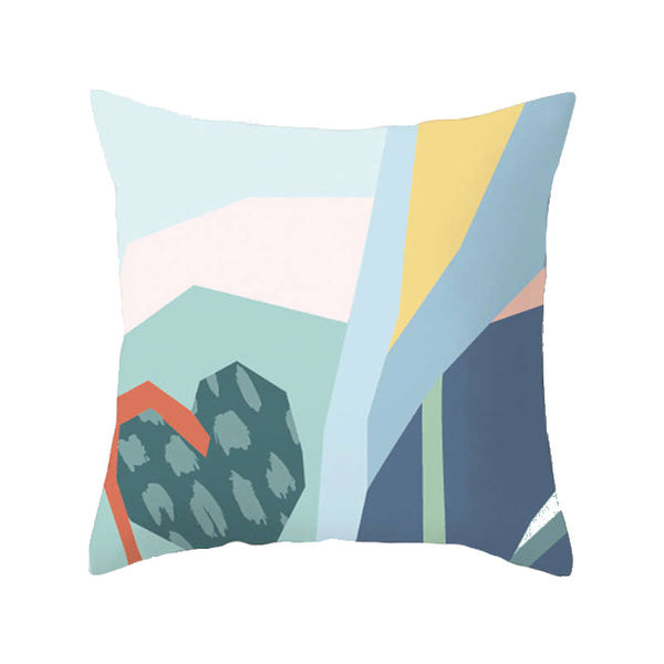 45 X 45Cm Abstract Cushion Cover For Decor Colour Block Design Yellow Orange Blue Red Coral White Cushions & Decorative Pillows