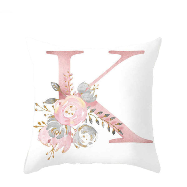 45 X 45Cm Letter Cushion Cover Pink K With Flower Cushions & Decorative Pillows