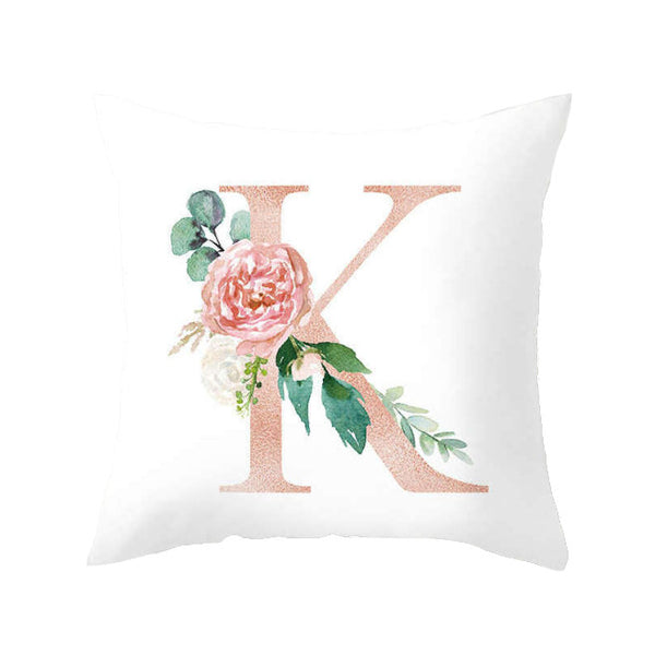 45 X 45Cm Letter Cushion Cover Rose Gold K With Flower Cushions & Decorative Pillows