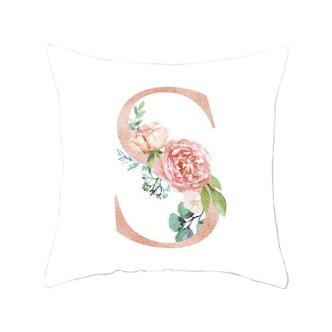 45 X 45Cm Letter Cushion Cover Rose Gold S With Flower Cushions & Decorative Pillows