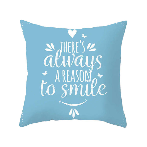 45 X 45Cm Letter Cushion There's Always Reason To Smile Blue White Cover Cushions & Decorative Pillows
