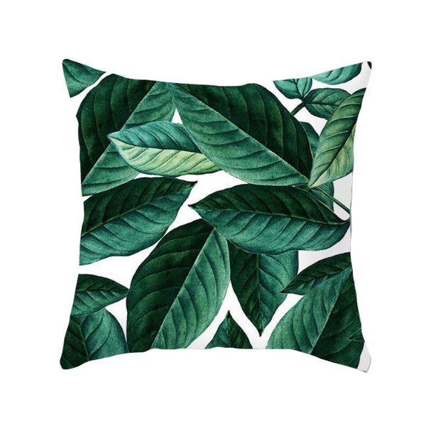 45 X 45Cm Stylish Green Brown Leaves Cushion Cover Cushions & Decorative Pillows