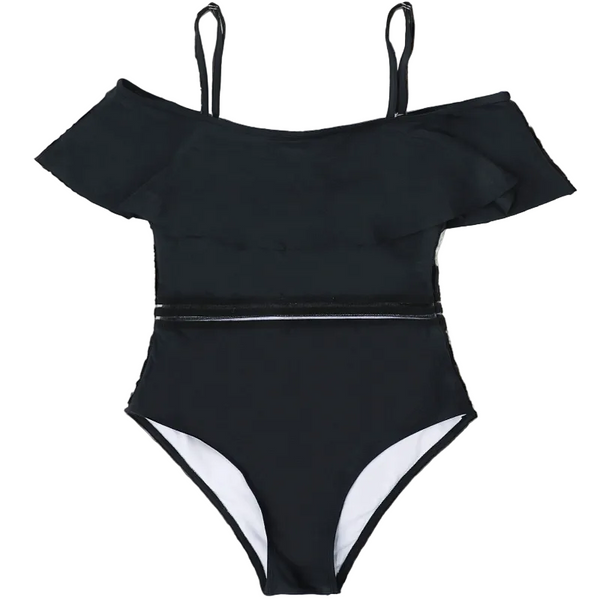 One Piece Swimsuit Women Shoulder  High Waist Bikini Swimwear