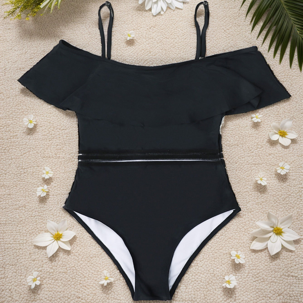 One Piece Swimsuit Women Shoulder  High Waist Bikini Swimwear