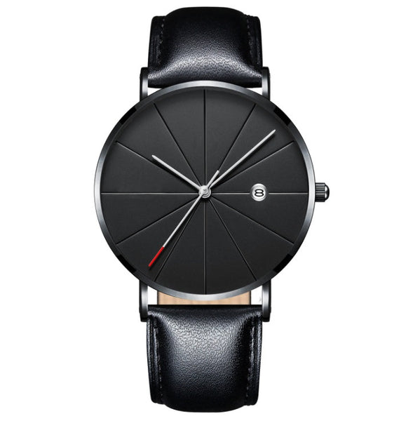 Veile Studios Simple Calendar Watch For Men Waterproof Quartz Creative Design Stainless Steel Watches