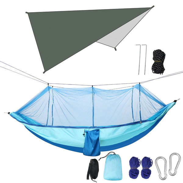 Double Person Hammock With Awning Mosquito Net Outdoor Camping Hammocks