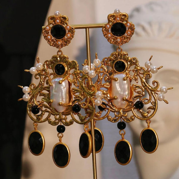 Veile Studios Baroque Pearl Zircon Pendant Air Aesthetic Style For Versatile Wear Earrings