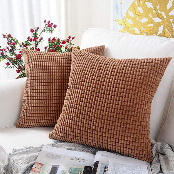 45X45 Plain Solid Colour Cushion Cover Decorative Pillow Case Home Brown Cushion Covers
