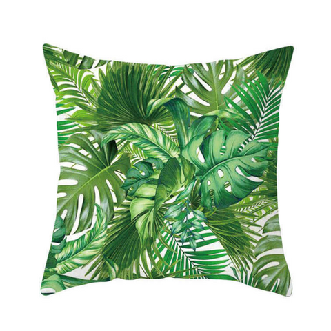 45 X 45Cm Stylish Green Leaves Cushion Cover Cushions & Decorative Pillows