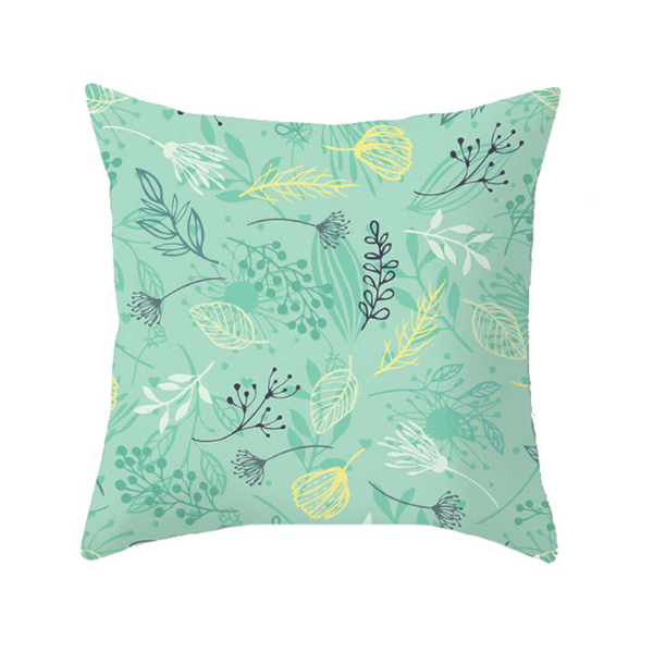 45 X 45Cm Stylish Green Leaves Cushion Cover Cushions & Decorative Pillows