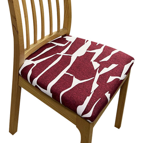 Chair Cover Wine Red White Cracks Print Stretch Seat For Dining Kitchen Slipcovers