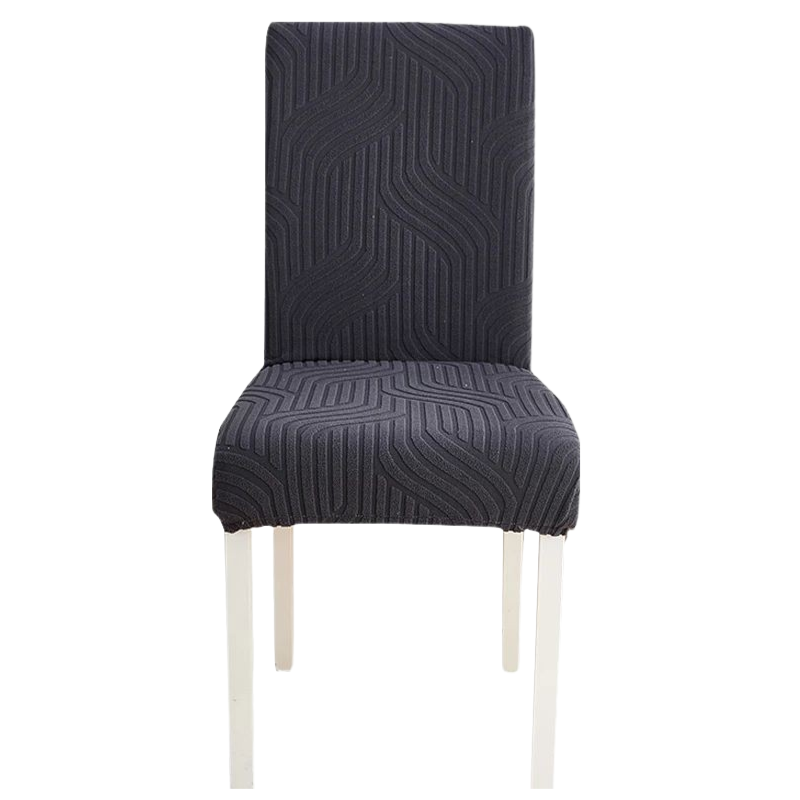Chair Cover Dark Grey Linear Design With Elastic Material For Slipcovers