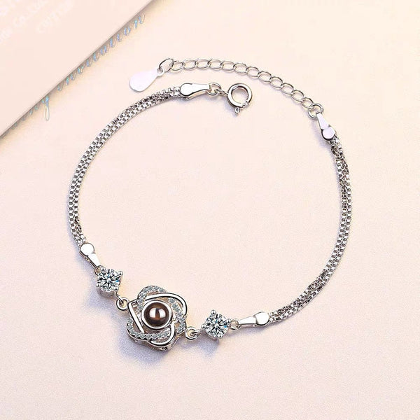 Customized Color Photo Projection S925 Pure Silver Six Pointed Star Bracelet With 100 Languages For Birthday Commemoration Bracelets