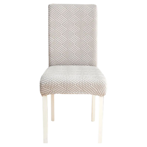 Chair Cover Light Grey Checkered Line Design Anti Dirt Elastic Material Slipcovers