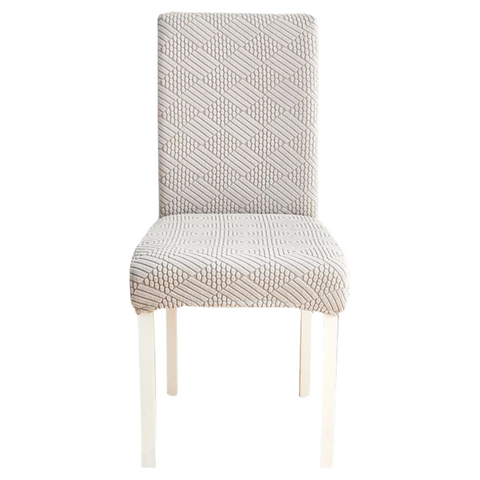 Chair Cover Light Grey Checkered Line Design Anti Dirt Elastic Material Slipcovers