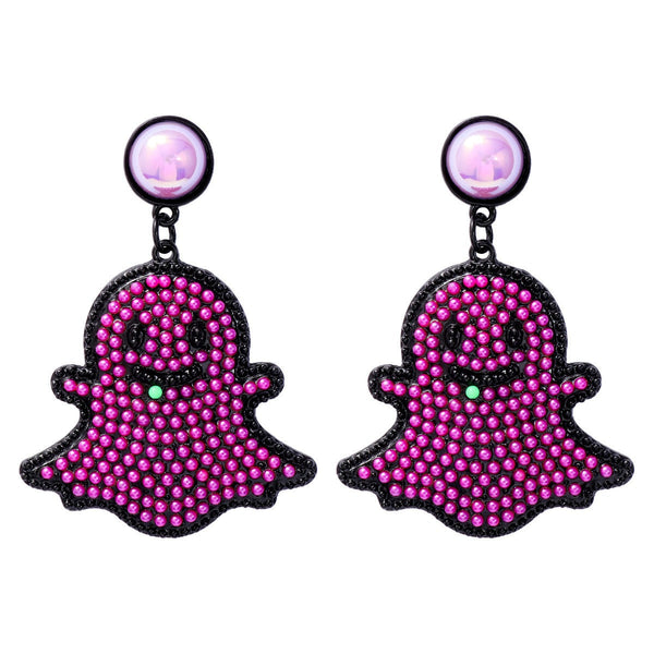 Veile Studios Cartoon Funny Cute Little Pearl Halloween Ghost Face For Festive Wear Earrings