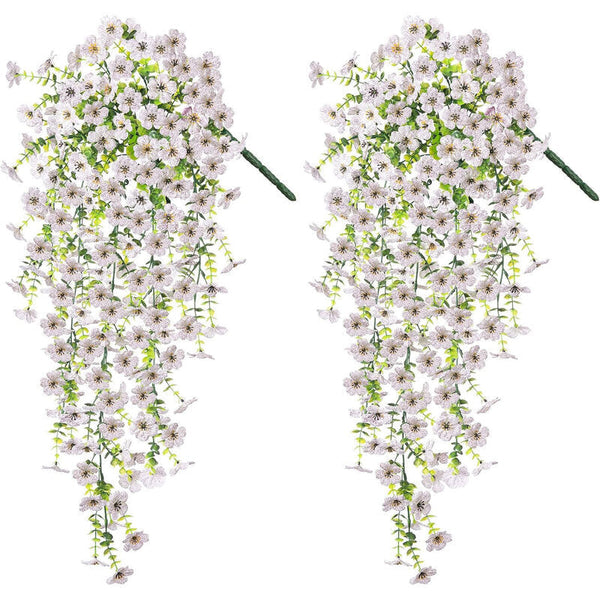 Purple Hanging Artificial Flowers Vines For Wedding Arch Home Garden Party Autumn Decor Fake Eucalyptus Plant 2 Pc Artificial Plants