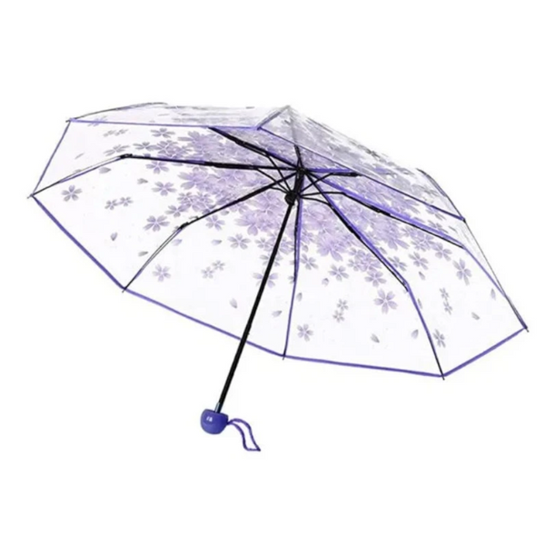 Korean Umbrella Folding Cute Mini Fresh Simple Sen Series Trifold Cherry Blossom Transparent Japanese Umbrellas