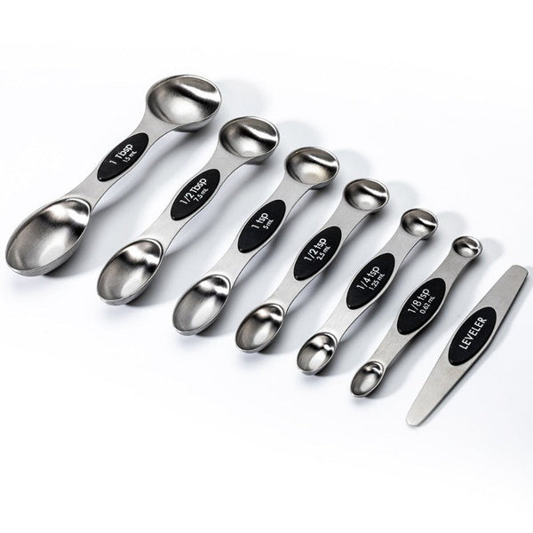 Kitchen Stainless Steel Mag Netic Suction Double Head Measuring Spoon 8 Set Measuring Cups Jugs & Spoons