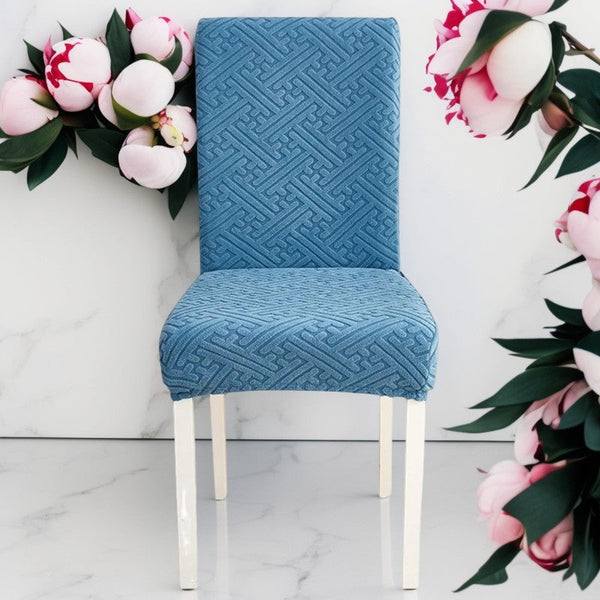Chair Cover Blue Puzzle Design Anti Dirt Elastic Material For Dining Room Kitchen Slipcovers