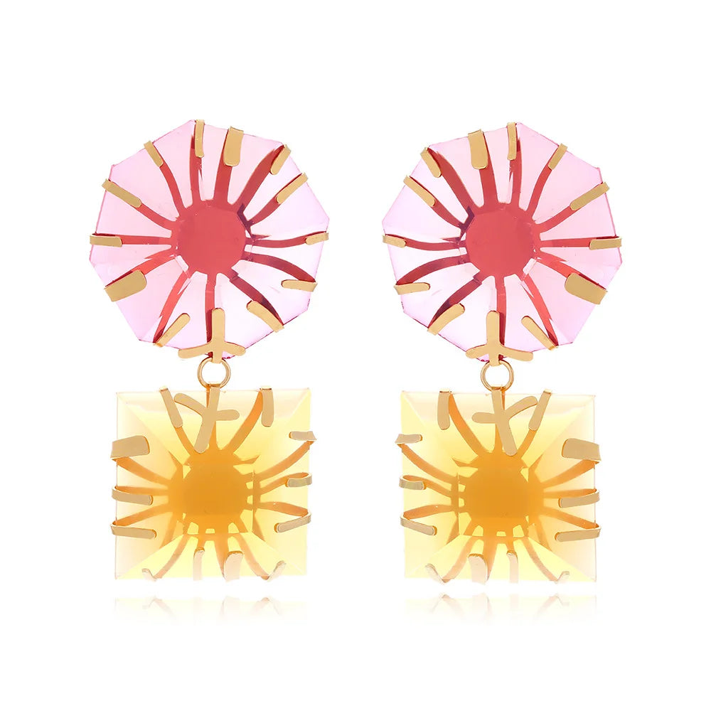 Veile Studios Metal Inlaid Polygonal Coloured Sun Resin For Women Fashion Accessories Earrings