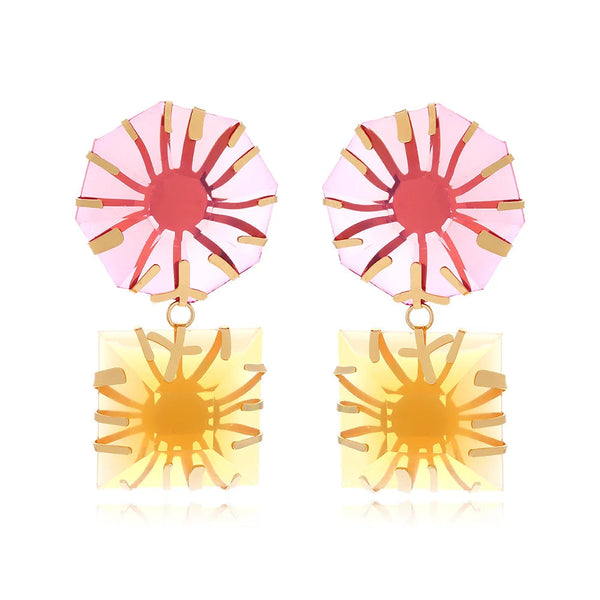Veile Studios Metal Inlaid Polygonal Coloured Sun Resin For Women Fashion Accessories Earrings