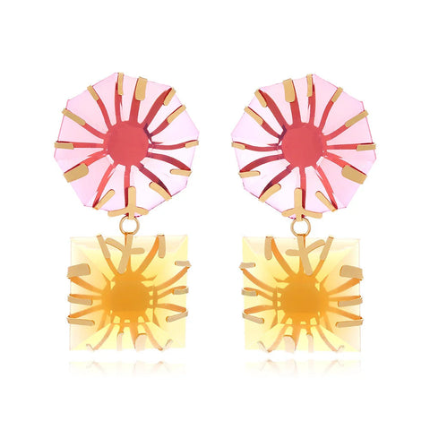 Veile Studios Metal Inlaid Polygonal Coloured Sun Resin For Women Fashion Accessories Earrings
