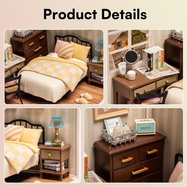 Robotime Rolife Sweet Dream Bedroom Miniature House Dolls Model Kit Doll Houses