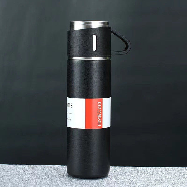 A Cup Of Three Lid Vacuum Flask Portable Fashion Gift Box Set Stainless Steel Water Bottles & Vacuum Flasks