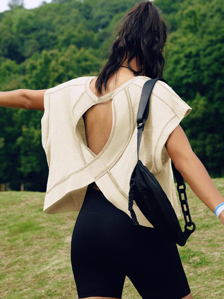 Women's Beautiful Back Sports Yoga T Shirt Loose Casual Breathable Activewear Tops