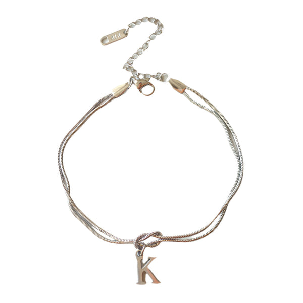 Veile Studios Letter A Z Love Knot For Women Couple Gold Colour Dainty Snake Chain Bracelets