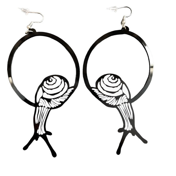 Veile Studios Acrylic Dangle Round Asymmetric Black Animals Drop Jewellery Earrings