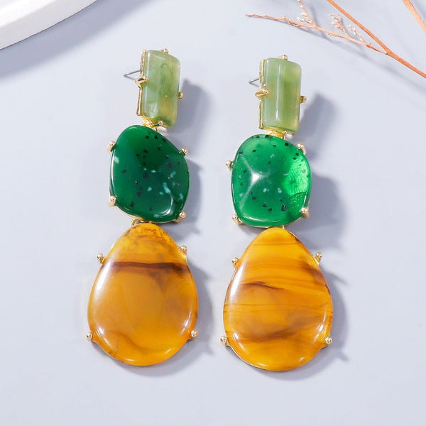 Veile Studios Women Special Shaped Geometric Multi Layered Exaggerated Resin Lady Earrings