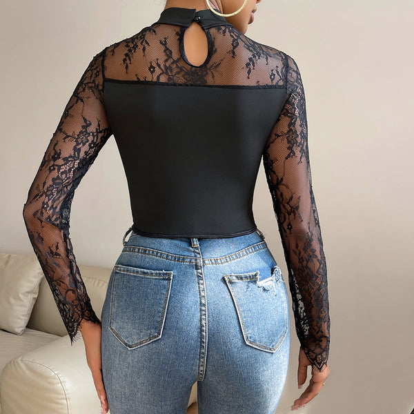 Arrival  Low Cut Top Elegant Fitted Lace Long Sleeve Women's Dress Dresses