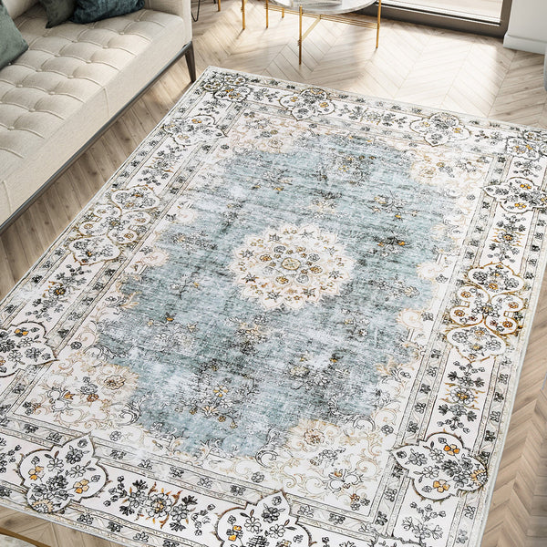 Marlow Floor Rug Short Pile Washable Vintage Carpet Soft Plush Non Slip 80X120 Rugs
