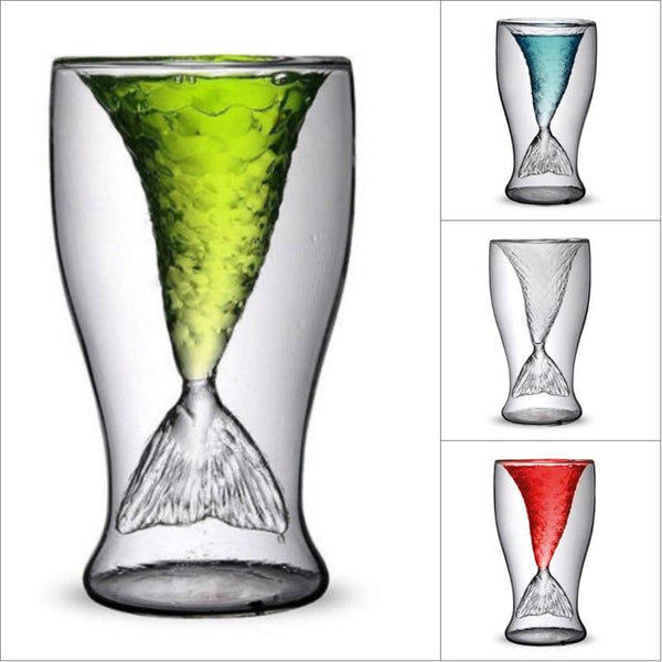 100Ml Novelty Mini Glass Mermaid Tail Cup Shotglass Transparent Fish tail & Liquor Glasses
