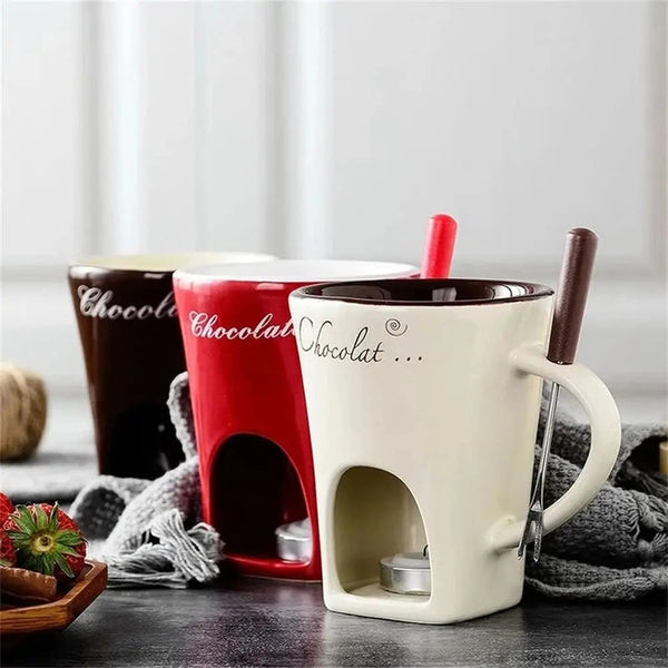 Fondue Mug Set Personal Mini Pots Chocolate Cheese Ice Cream Maker Kit Other Kitchen Gadgets