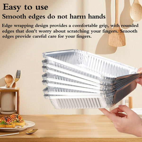 48X Deep Foil Aluminium Disposable Food Container Trays Pans Baking Roast Bulk 33X27x11cm Food Storage Containers