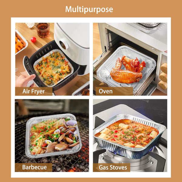 48X Deep Foil Aluminium Disposable Food Container Trays Pans Baking Roast Bulk 33X27x11cm Food Storage Containers