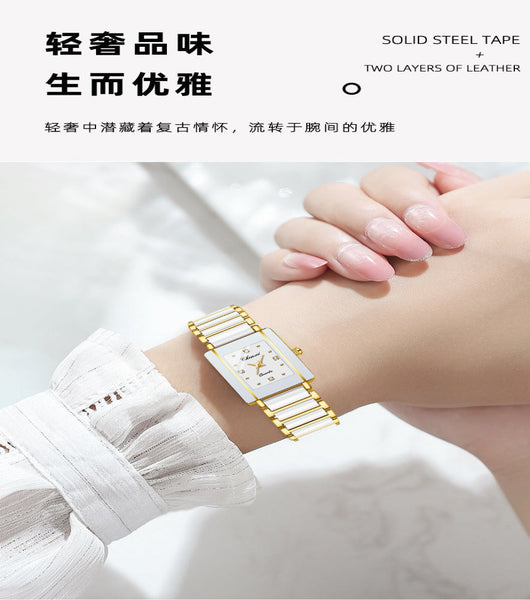 Square Couple Watch For Women And Men Ceramic Quartz Watches